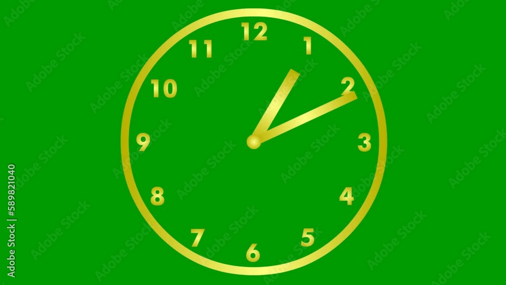 Animated clock. golden watch. Concept of time, deadline. Looped video. Vector illustration isolated on green background. Animated clock. golden watch. Concept of time, deadline. Looped video. Vector illustration isolated on green background.