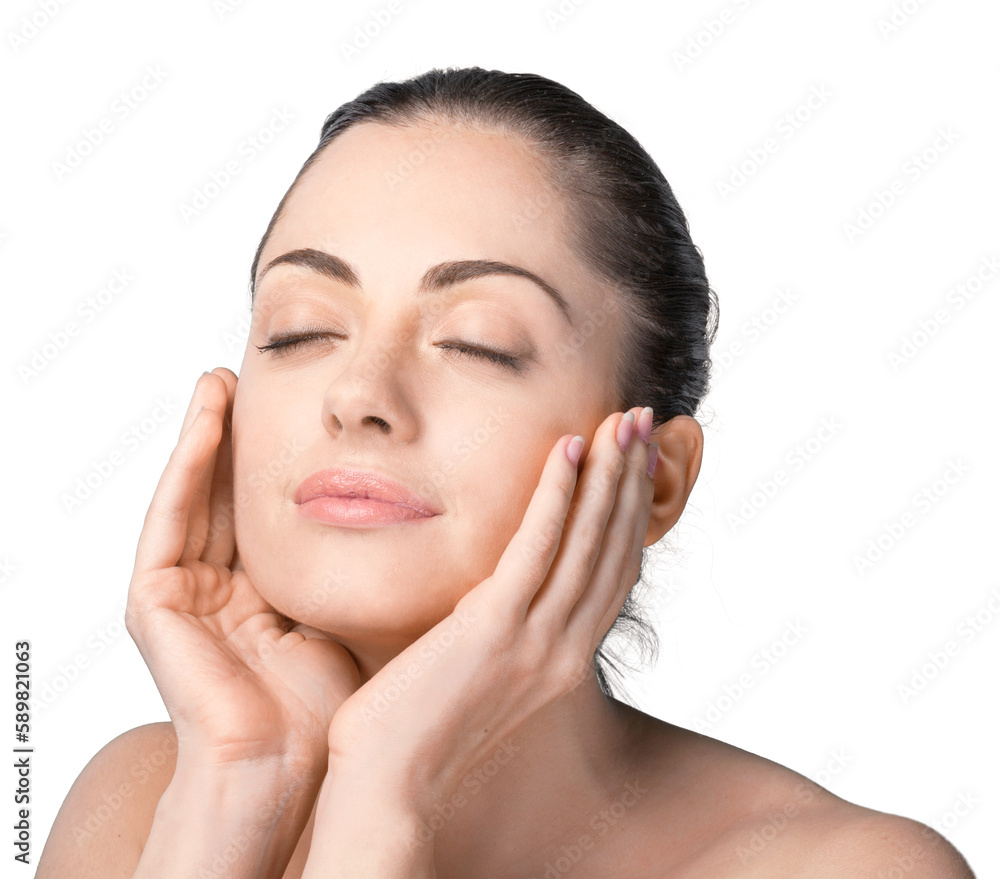 Close up portrait of beautiful young woman . Isolated on background. Skin care or spa concept, caucasian Close up portrait of beautiful young woman . Isolated on background. Skin care or spa concept, caucasian
