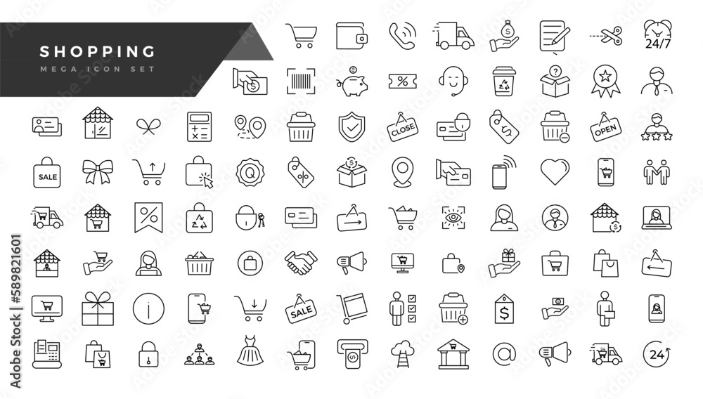 Shopping and retail line icons set. E-Commerce and retail outline icons collection. Shopping, gifts, store, shop, delivery, marketing, store, money, price - stock vector. Shopping and retail line icons set. E-Commerce and retail outline icons collection. Shopping, gifts, store, shop, delivery, marketing, store, money, price - stock vector.