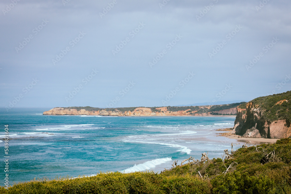 The coast of the great Ocean Road. Beach and sea.