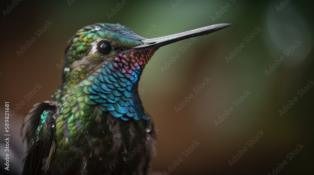 Obraz premium Broad-Billed Hummingbird close up. Generative AI