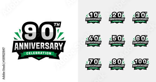 Strong anniversary logo collections. Birthday number for sport or game celebration concept