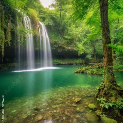 Beautiful landscape  lakes  waterfalls and rocks