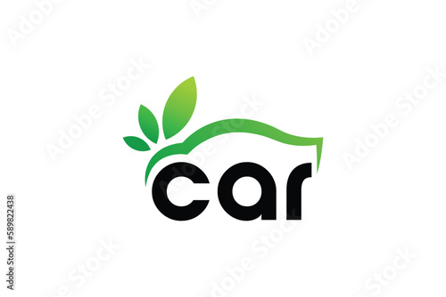 Eco green car logo design free vector template