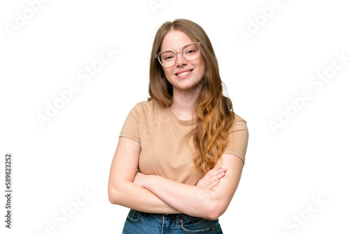 Young pretty woman over isolated background with arms crossed and looking forward