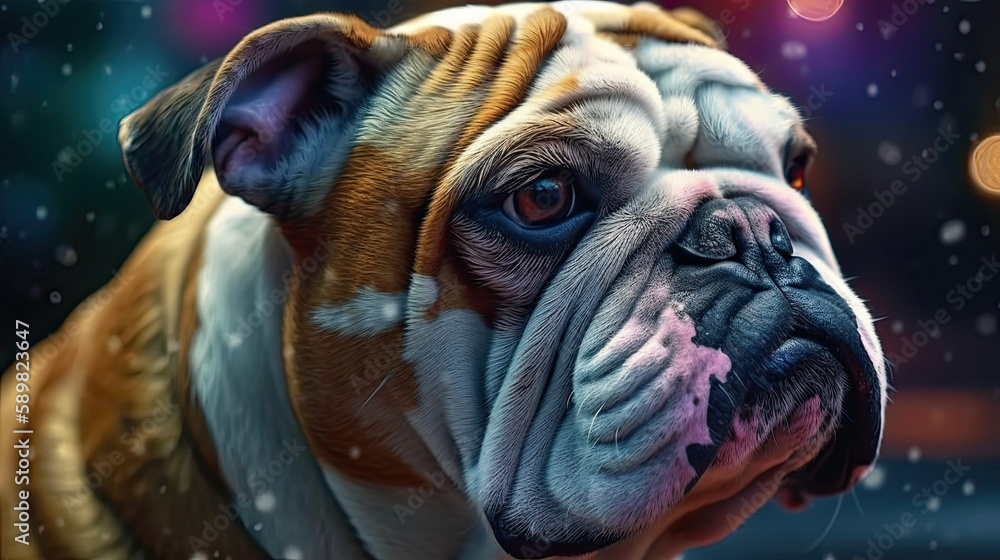 English Bulldog Beauty: Immerse Yourself in the Intricacy of Realistic Illustration, Generative AI