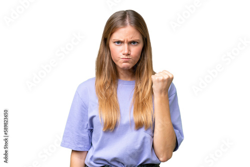 Wallpaper Mural Young beautiful woman over isolated background with unhappy expression Torontodigital.ca