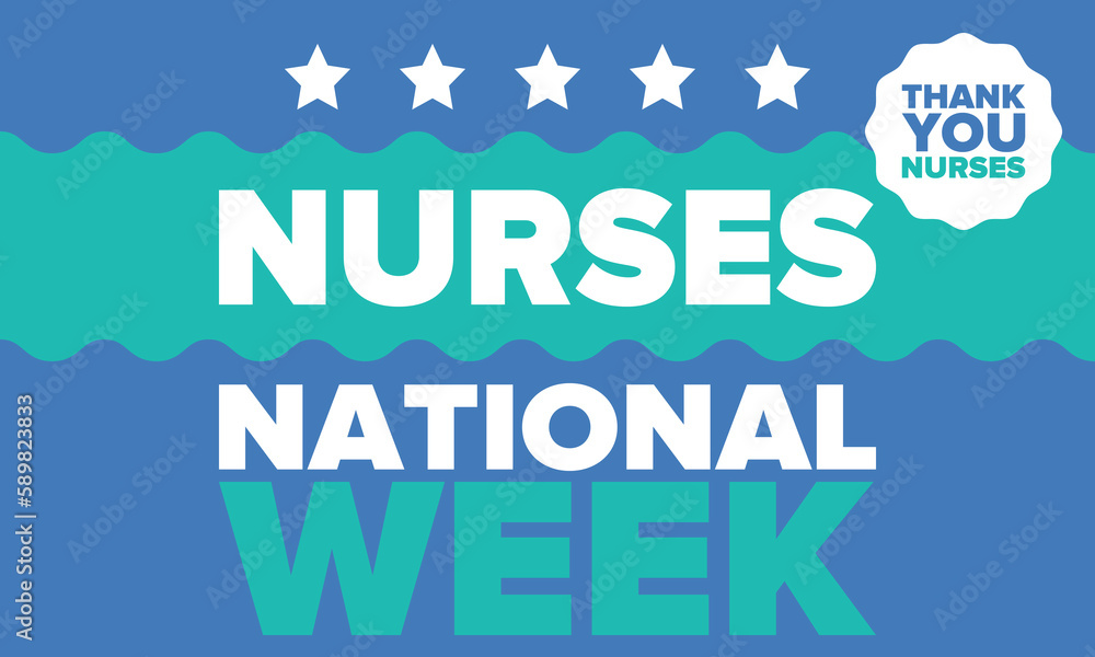 National Nurses Week. Thank you nurses. Medical and health care concept. Fighters against viruses and diseases. In honour of the doctors. Celebrated annual in United States. Vector illustration poster National Nurses Week. Thank you nurses. Medical and health care concept. Fighters against viruses and diseases. In honour of the doctors. Celebrated annual in United States. Vector illustration poster
