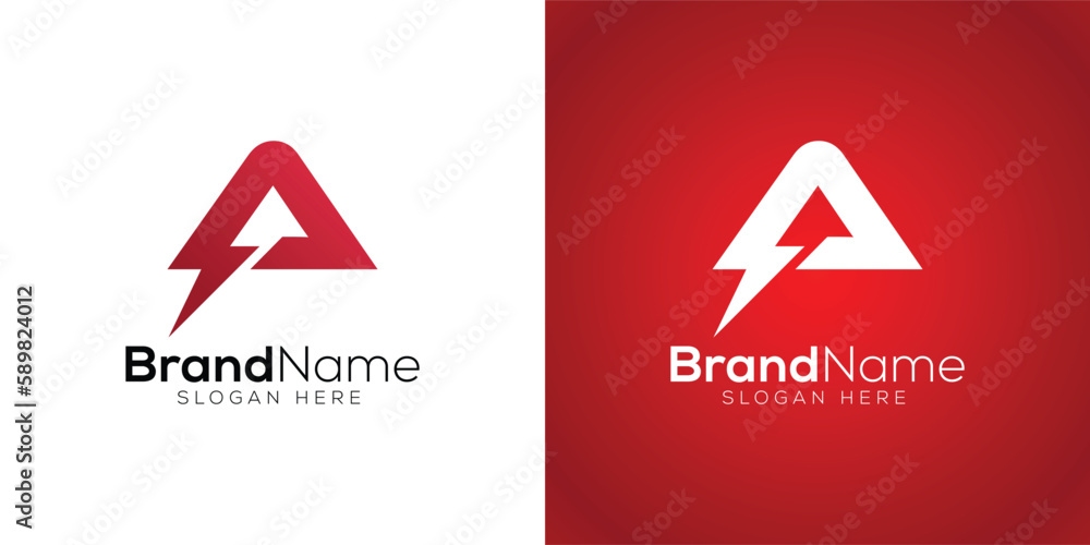 Letter A thunder logo design template Letter A thunder logo design template