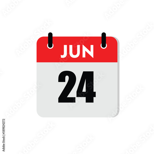 new calendar, calendar isolated on white, desktop calendar, 24 june icon with white background