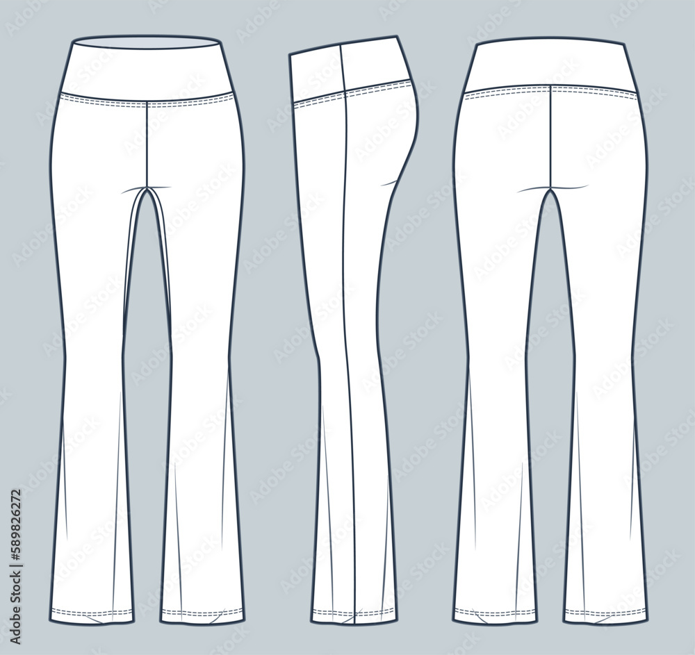 V48 High Waist Pants Free Flat Fashion Sketch Template