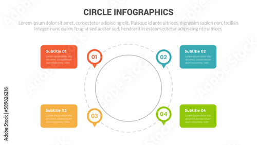 circle base infographics template diagram banner with small circle connected and 4 point step creative design