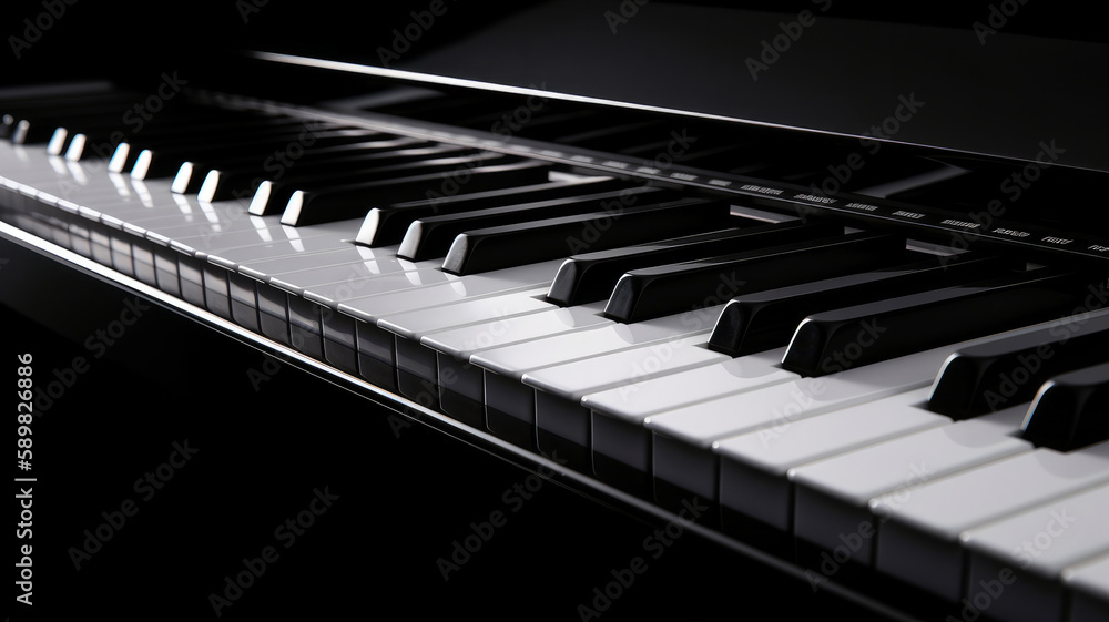 Piano keyboard background. Illustration AI Generative.