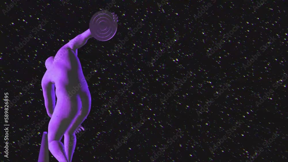 3D Rotating Discobolus Statue Animation. Greek Sculpture In Modern Art Style. NFT Cryptoart Concept. 4K 3D Rotating Discobolus Statue Animation. Greek Sculpture In Modern Art Style. NFT Cryptoart Concept. 4K