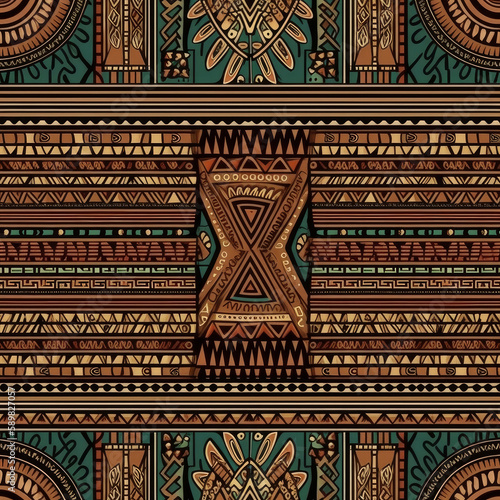 African tribal pattern. Illustration AI Generative.