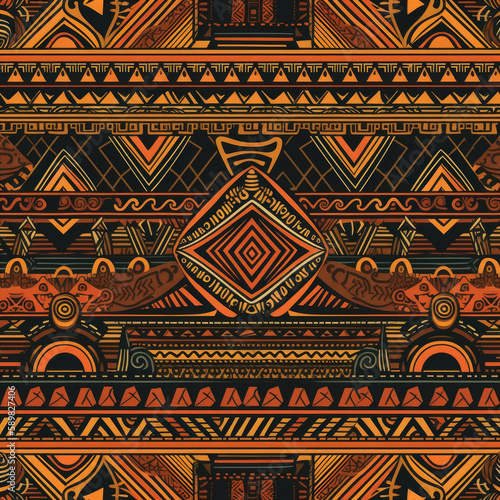 African tribal pattern. Illustration AI Generative.