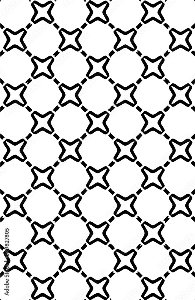 Fototapeta premium Modern seamless geometric hexagon shapes repeated pattern design vector element in black color