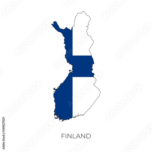 Finland map and flag. Detailed silhouette vector illustration	