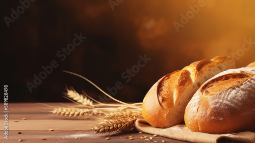 Hot tasty bread. Illustration AI Generative.