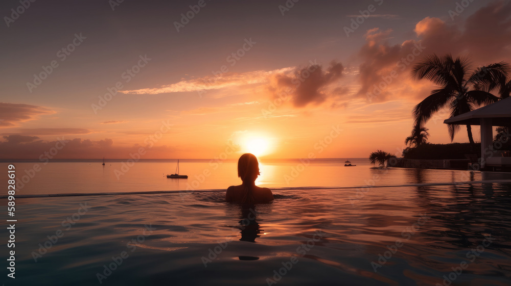 Honeymoon destination. Illustration AI Generative. Honeymoon destination. Illustration AI Generative.
