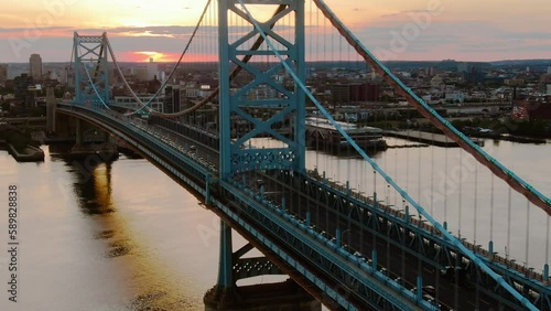 Ben Franklin Bridge, Philadelphia during sunset photo