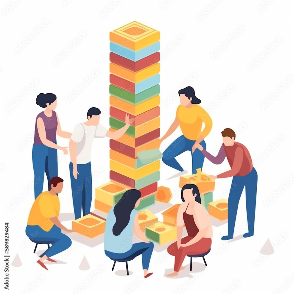 Fototapeta premium A diverse group of people engaged in a team-building activity Generative AI