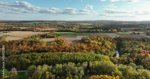 Afternoon autumn fall aerial view of Trumansburg NY USA photo