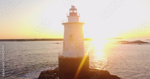 Little Compton, RI USA - Early morning video of the Sakonnet Point Light photo