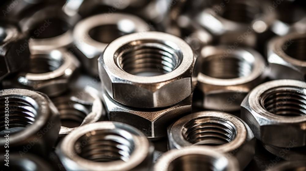 Stainless Steel Nuts. Bolt and Nut in metal. Stainless Steel Nuts. Bolt and Nut in metal.