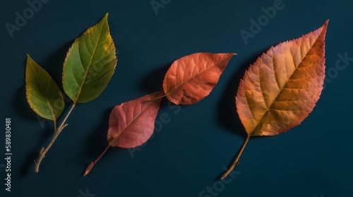 Small rose leaf twigs with  leaves  isolated.  Generative AI 