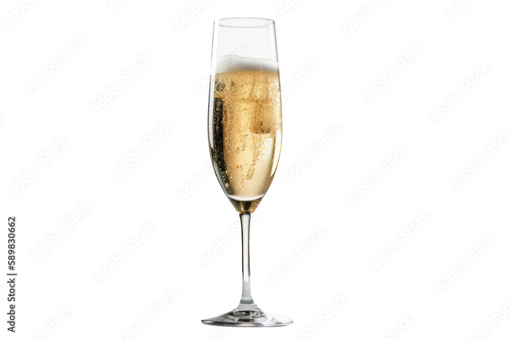 A glass of champagne on transparent background. PNG (Generative AI)