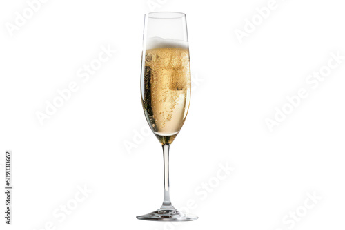 A glass of champagne on transparent background. PNG (Generative AI)