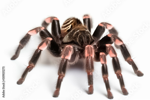 Tarantula spider close up isolated on white background. generative ai 