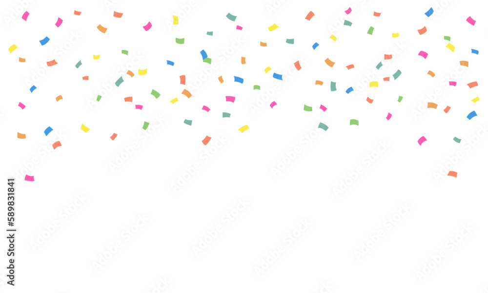 Colorful many small paper falling isolated on white background. Confetti for birthday, party, festival fair, celebration, and congratulation. Vector illustration flat design.