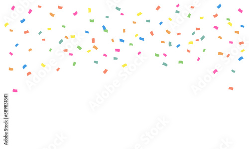 Colorful many small paper falling isolated on white background. Confetti for birthday, party, festival fair, celebration, and congratulation. Vector illustration flat design.