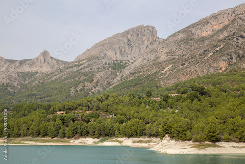 Peaks and Reservoir in Aixorta Mountain Range; Guadalest; Alicante; Spain