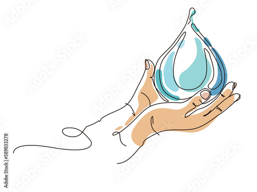 sketch lifestyle A020_hands hold water drop to shows the concept of save water vector illustration graphic EPS 10