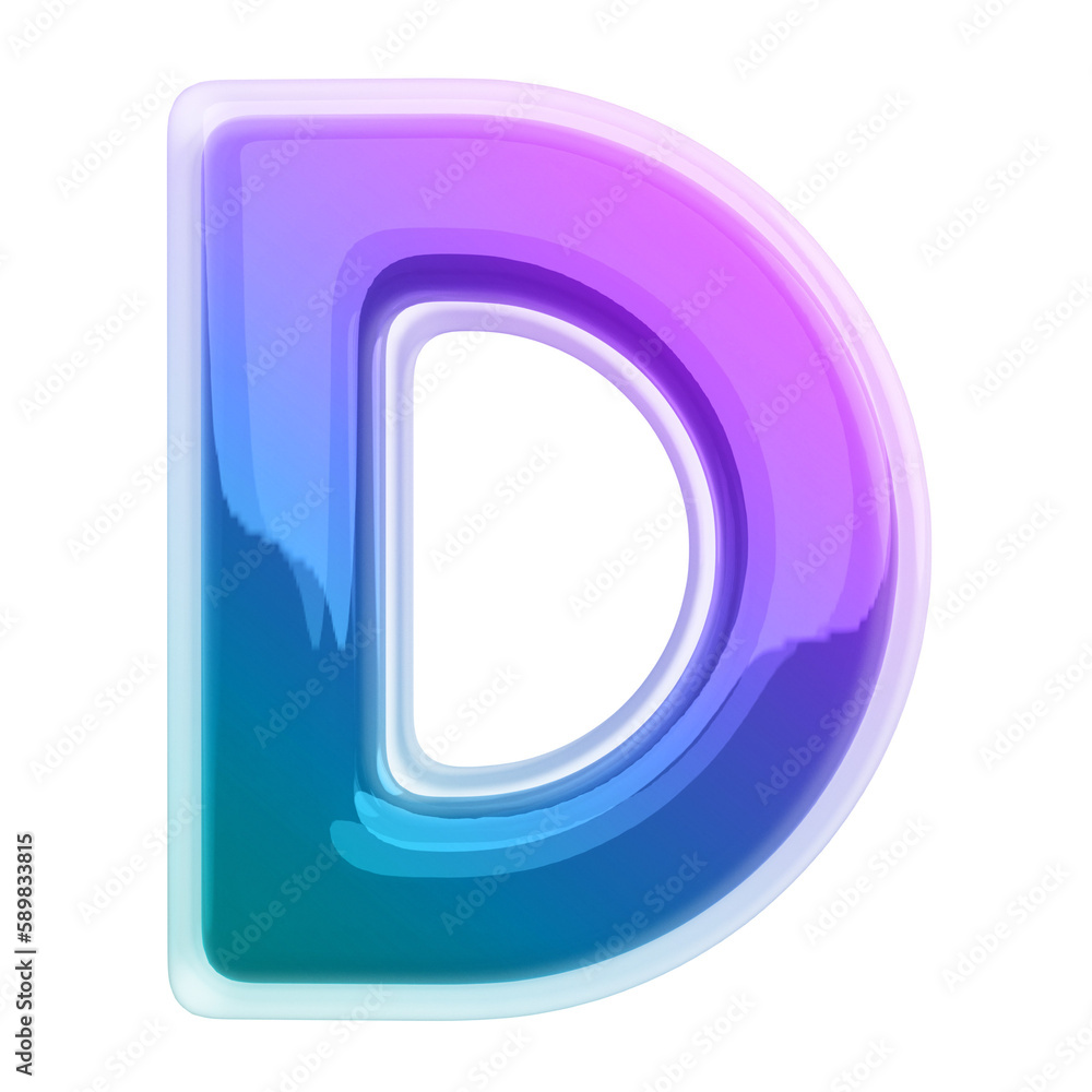 3D Font Gradient Letter D 3D Font Gradient Letter D
