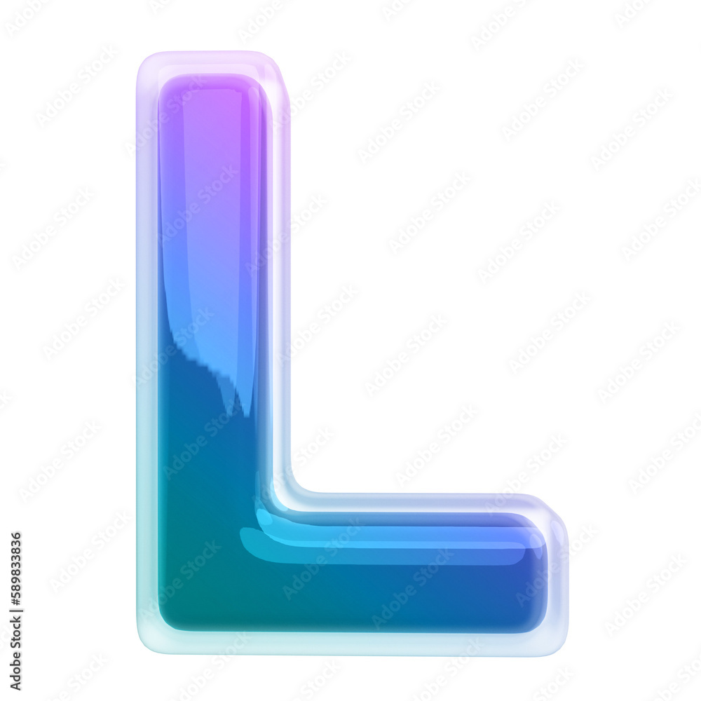 3D Font Gradient Letter L