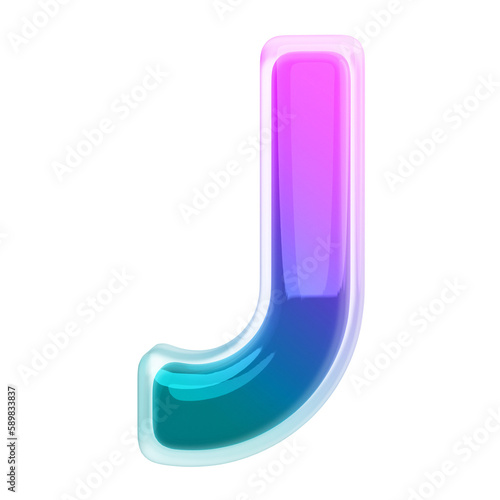 3D Font Gradient Letter J