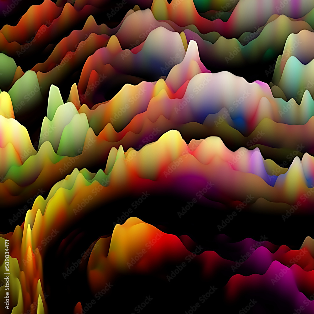 Fototapeta premium Visually three dimensional attractive backdrop suitable in layouts on art, illustration and design. Digital flowers series