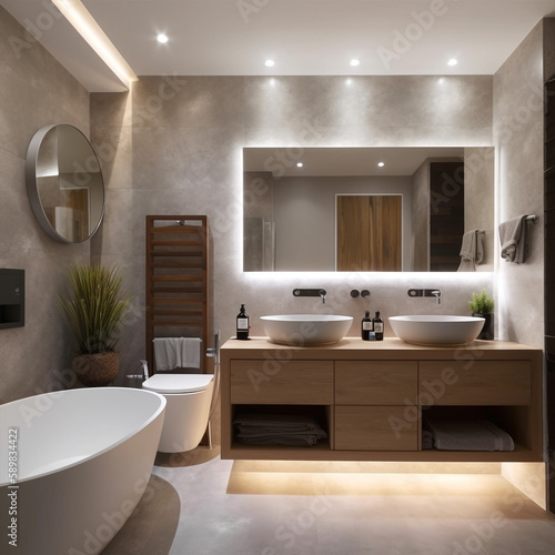Generative ai luxury contemporary modern master bathroom
