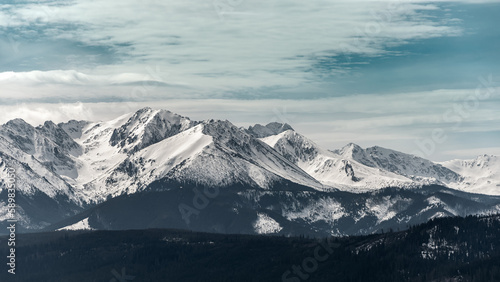 Beautiful, snow-covered Western Tatras. View from the Lapszanka pass. Blue sky. Tatra Mountains, Poland © p  a  t  r  i  c  k