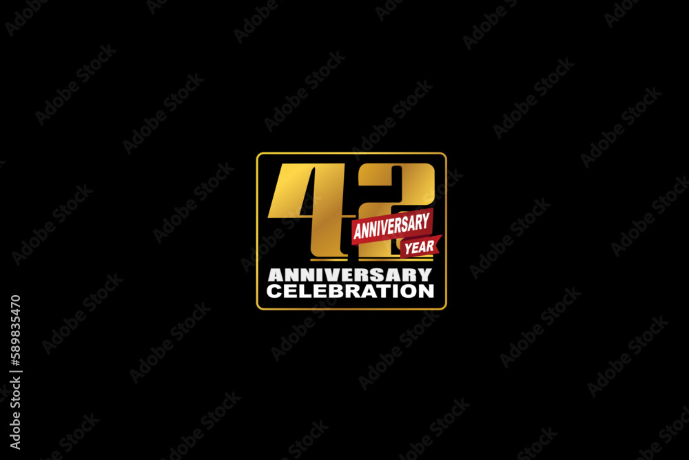 42th, 42 years, 42 year anniversary celebration rectangular abstract style logotype. anniversary with gold color isolated on black background, vector design for celebration vector 42th, 42 years, 42 year anniversary celebration rectangular abstract style logotype. anniversary with gold color isolated on black background, vector design for celebration vector