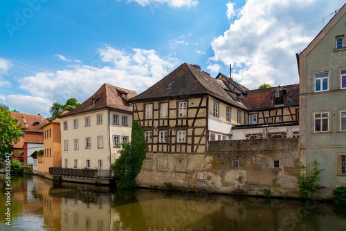Old houses and Regnitz river in Bamberg old city center © waupee