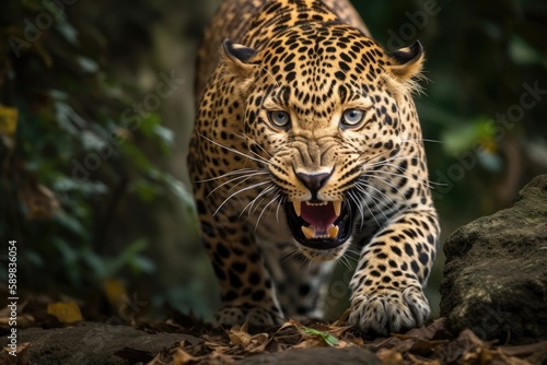 Angry Leopard Hunting - Running towards Camera