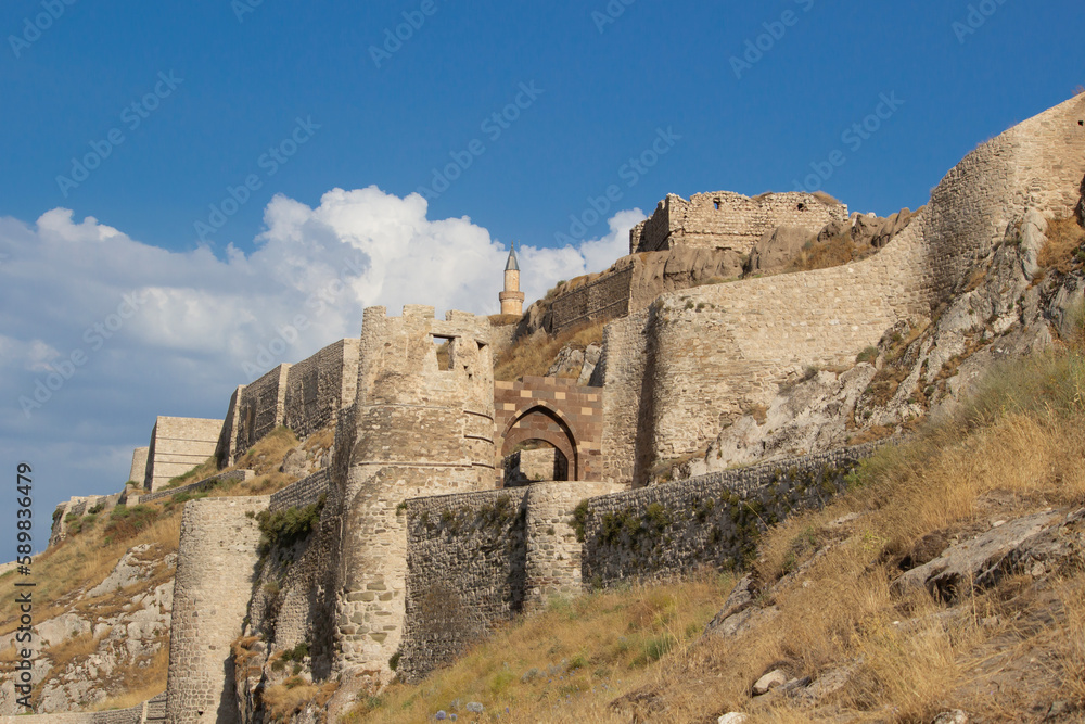 Van Fortress or Castle Of Van. castle or fortress or Citadel is a massive stone fortification built by the ancient kingdom of Urartu during the 9th to 7th centuries BC.