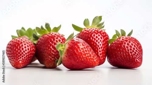 isolated juicy red strawberries fruit