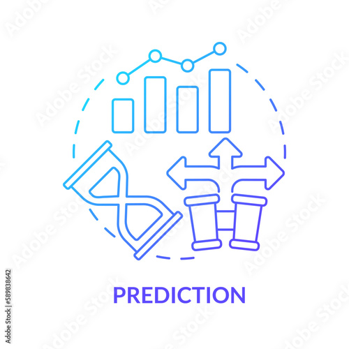 Prediction blue gradient concept icon. Model potential situations. Causal research benefit abstract idea thin line illustration. Isolated outline drawing. Myriad Pro-Bold font used