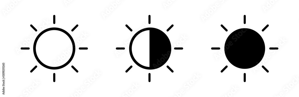 Half and full sun icon. Vector symbol illustration. Sun phase set. Half and full sun icon. Vector symbol illustration. Sun phase set.
